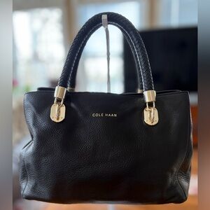 Cole Haan Black Benson Tote with Braided Handle - Great Details!  Like New